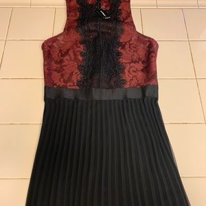 Express Women’s Lace Red Black Dress Slit- 4